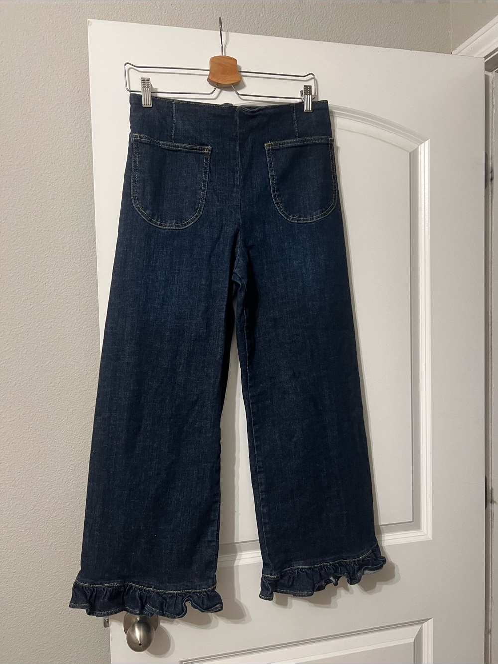 The Colette Ruffle Hem Crop Wide-Leg Jeans